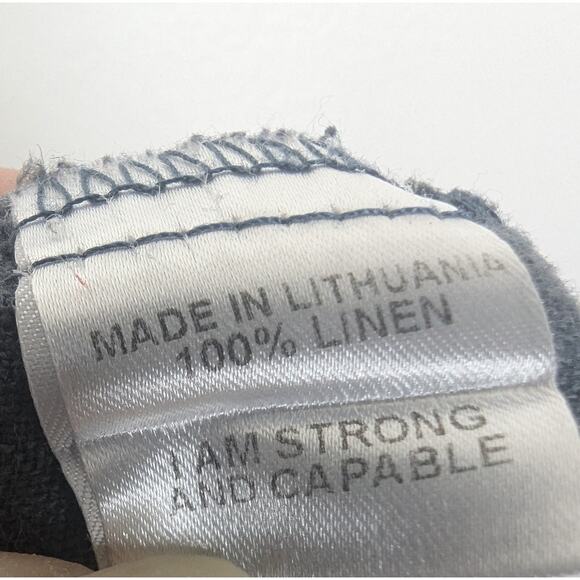 Flax Dark Grey Linen Lagenlook Baggy Tapered Leg High Rise Pull On Pant - Picture 8 of 8